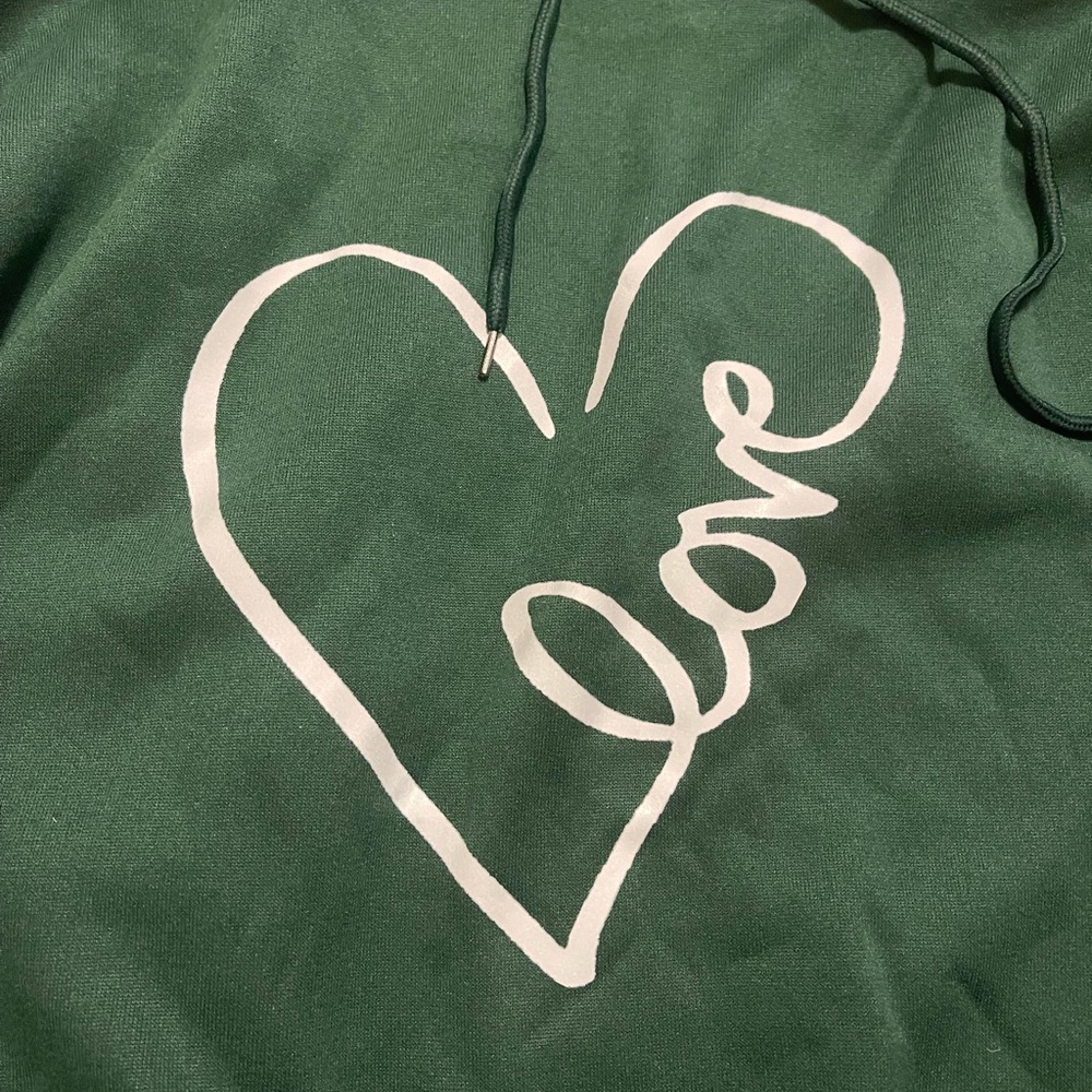 Dark green pull over sweatshirt with a heart - Picture 2 of 4